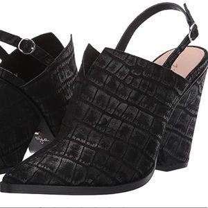 42 Gold Sling Back Boot Shoe Croc Leather Look Sandal NEW